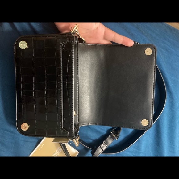 NWT Michael Kors Black Croc Print Crossbody - Picture 6 of 13